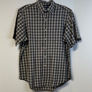 Ralph Lauren Classic Men's Plaid Cotton Button Down Short Sleeve Logo Size XL